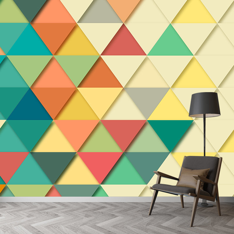Bright Geometric Shapes Wallpaper Mural Moisture Resistant Bedroom Wall Covering