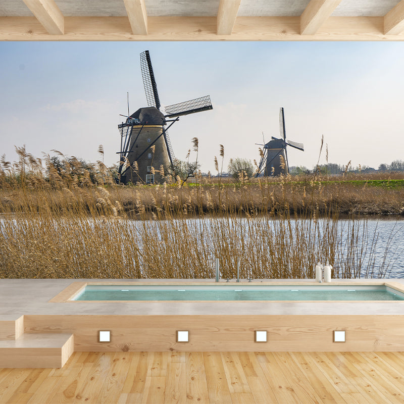Extra Large Landscapes Windmill Mural Mildew Resistant Wall Art for Home Decor
