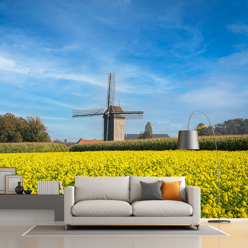 Extra Large Landscapes Windmill Mural Mildew Resistant Wall Art for Home Decor