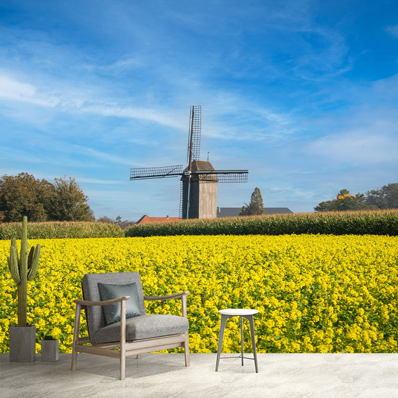Extra Large Landscapes Windmill Mural Mildew Resistant Wall Art for Home Decor