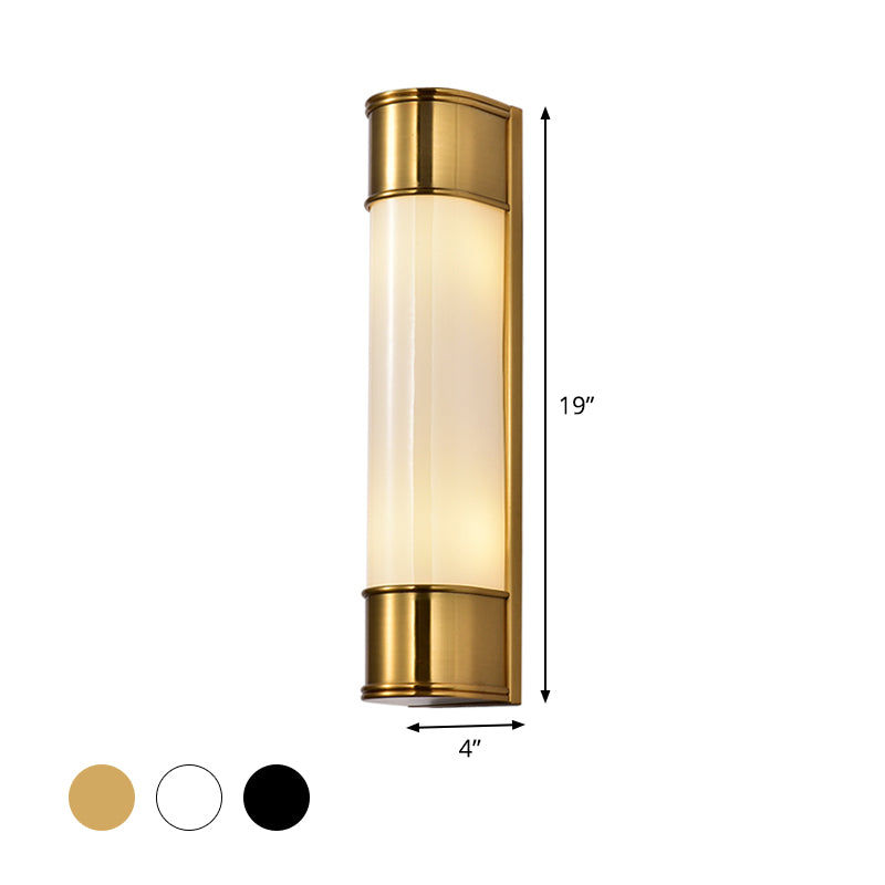 Opal Glass Tubular Wall Lighting Modernism 2 Heads Black/White/Gold Sconce Light Fixture for Bedroom