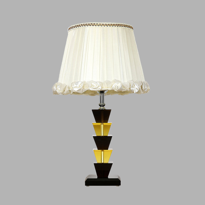 Witte nachttafellamp met enkele lamp Landelijk K9 kristallen trapezium nachtkastje licht voor slaapkamer
