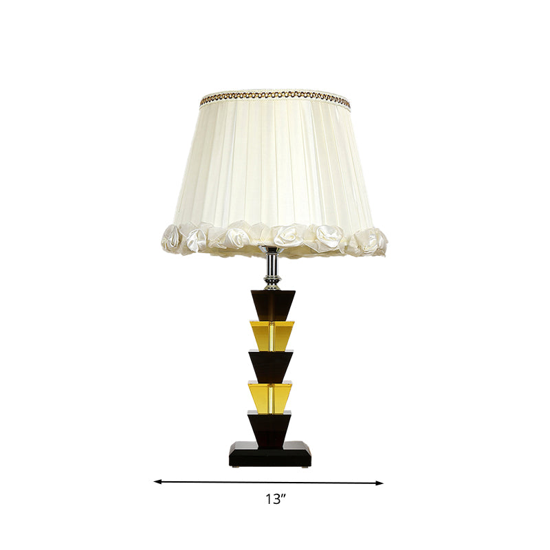 Witte nachttafellamp met enkele lamp Landelijk K9 kristallen trapezium nachtkastje licht voor slaapkamer
