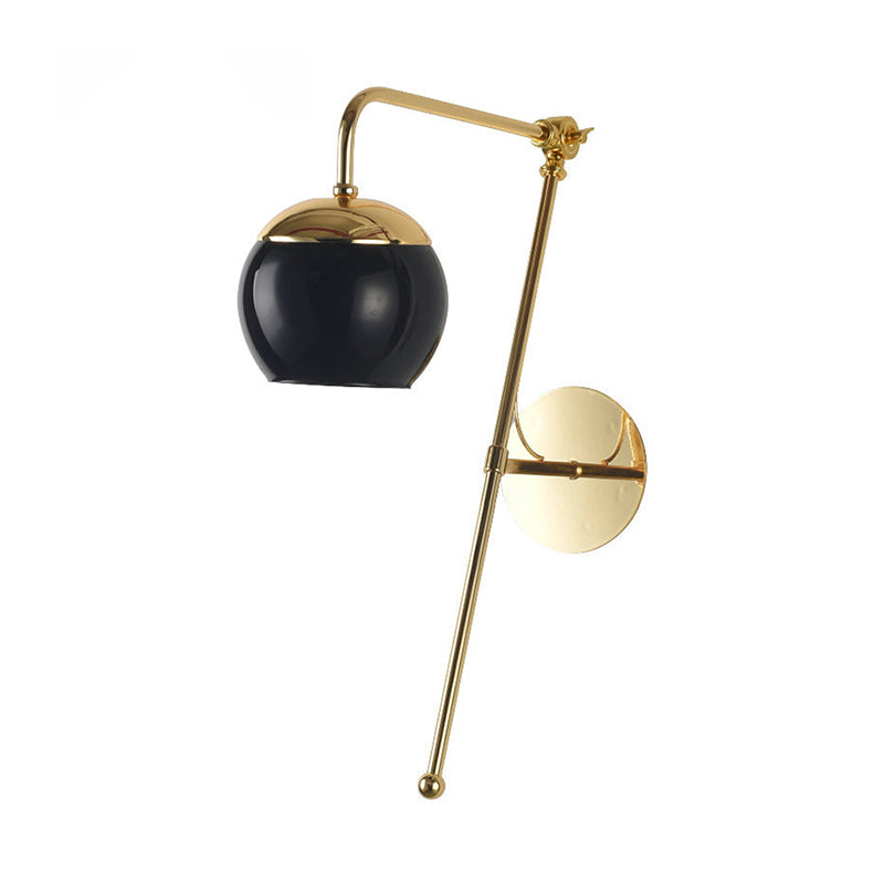 Ball Wall Lighting Modern Clear/Black Glass 1 Bulb Bedside Sconce Light Fixture with Metal Arm