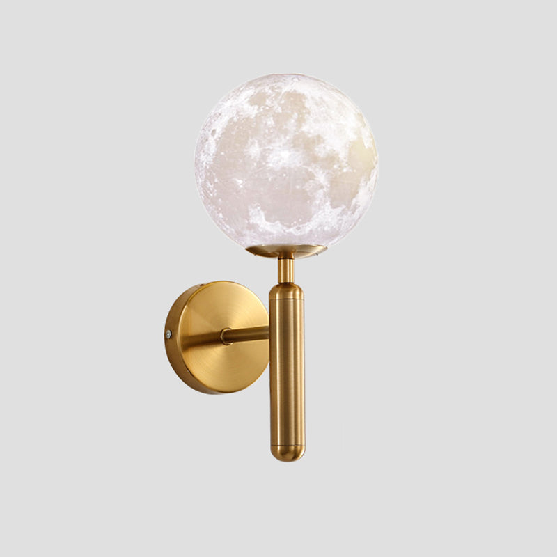 1 Bulb Orb Sconce Light Contemporary White Glass Wall Lighting Fixture in Gold with Metal Pencil Arm