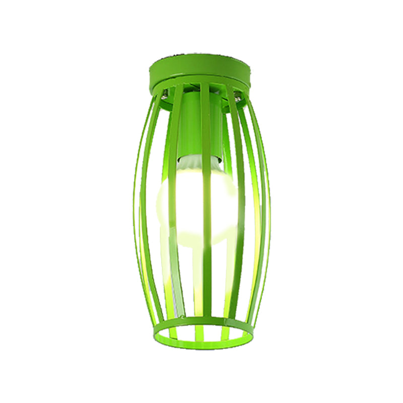 Plafonnier ovale en métal à 1 lumière, style nordique, noir/rose/jaune/bleu/vert/or, pour couloir