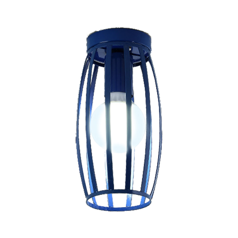 Plafonnier ovale en métal à 1 lumière, style nordique, noir/rose/jaune/bleu/vert/or, pour couloir