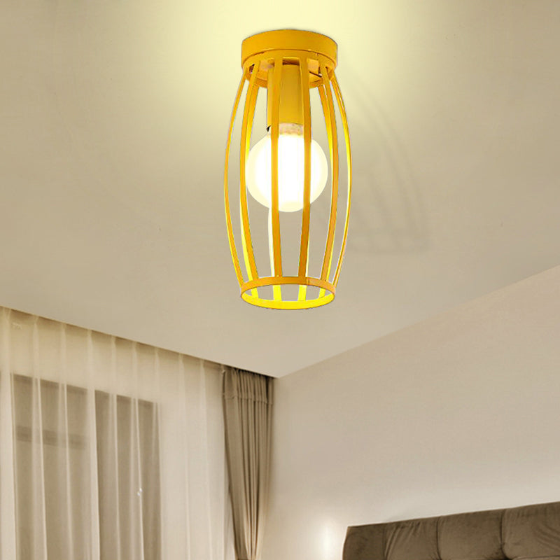 Plafonnier ovale en métal à 1 lumière, style nordique, noir/rose/jaune/bleu/vert/or, pour couloir