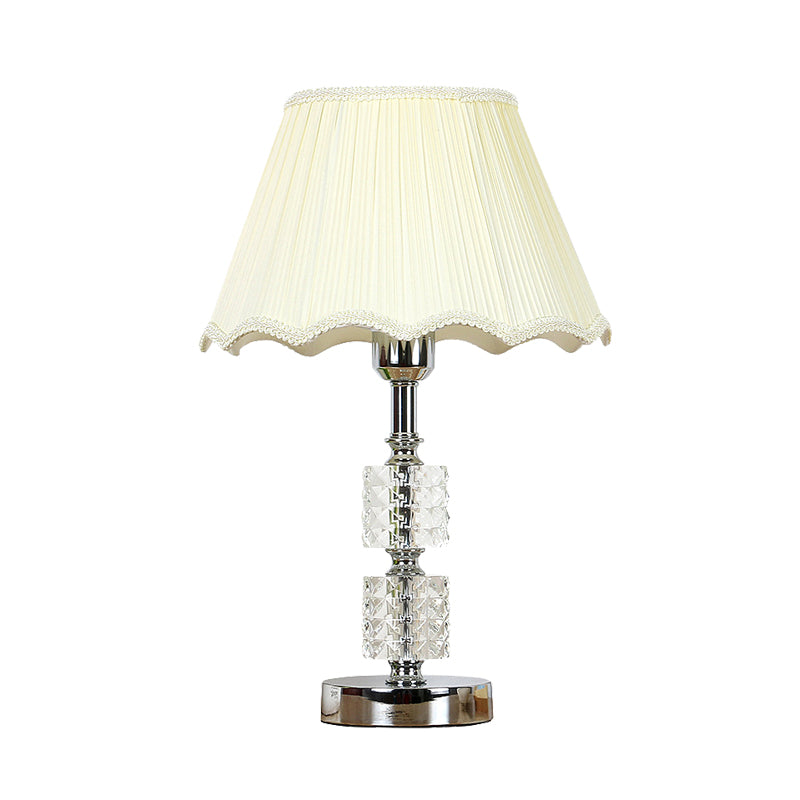 Clear Crystal Cylinder Night Light Minimalism 1 Light Living Room Nightstand Lamp in White