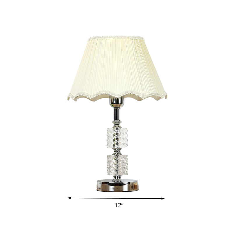 Lampada da comodino da soggiorno minimalista a 1 luce con cilindro in cristallo trasparente in bianco