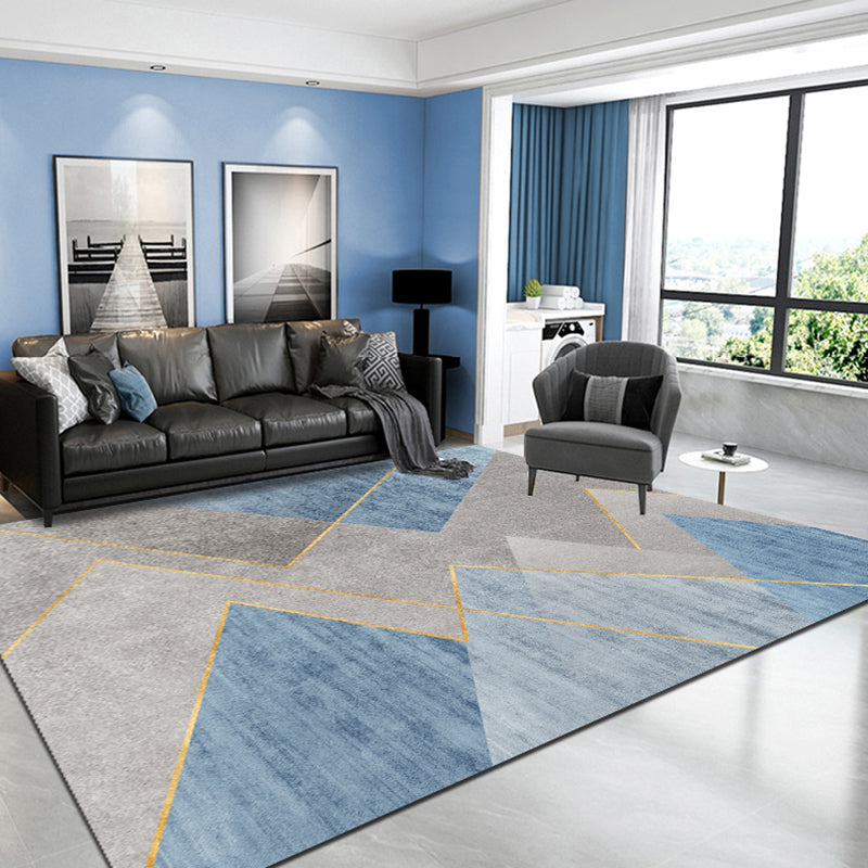 Gray Tone Funky Area Carpet Polyester Triangle Splicing Rug Stain Resistant Carpet for Living Room