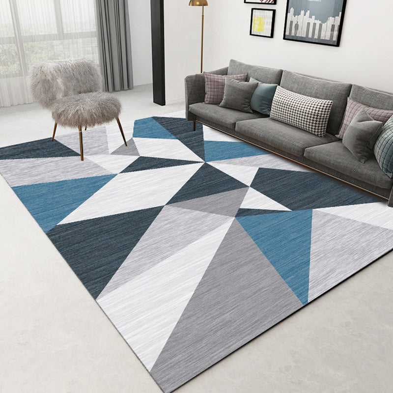 Gray Tone Funky Area Carpet Polyester Triangle Splicing Rug Stain Resistant Carpet for Living Room