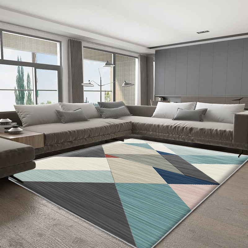 Multicolor Luxury Indoor Rug Polyester Triangle Splicing Carpet Anti-Slip Backing Rug for Home Decor