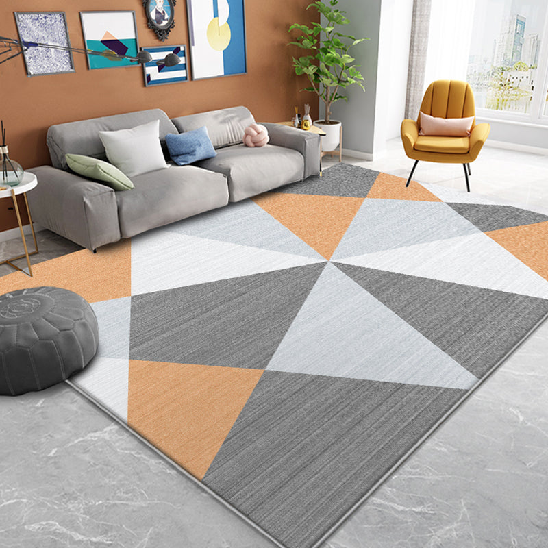 Multicolor Luxury Indoor Rug Polyester Triangle Splicing Carpet Anti-Slip Backing Rug for Home Decor