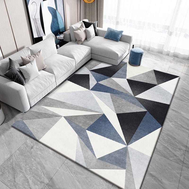 Multicolor Causal Indoor Rug Polyester Triangle Print Carpet Anti-Slip Backing Rug for Home Decor