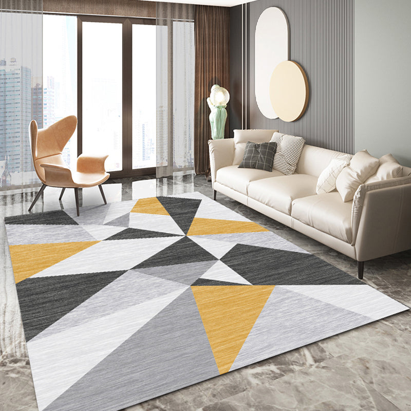 Multicolor Causal Indoor Rug Polyester Triangle Print Carpet Anti-Slip Backing Rug for Home Decor