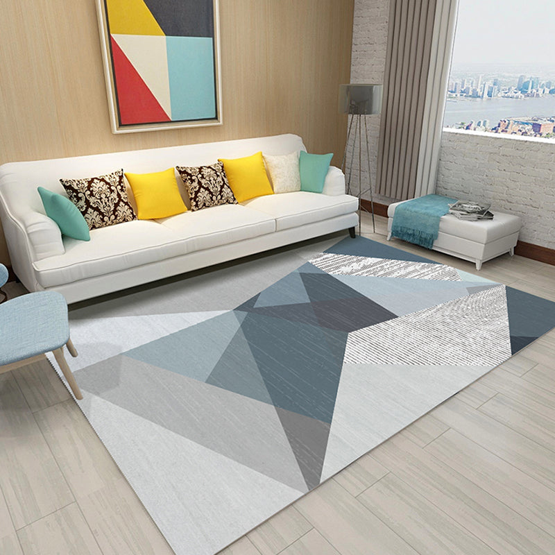 Light Color Modern Rug Polyester Carpet Geometric Lines Indoor Rug Non-Slip Backing for Living Room