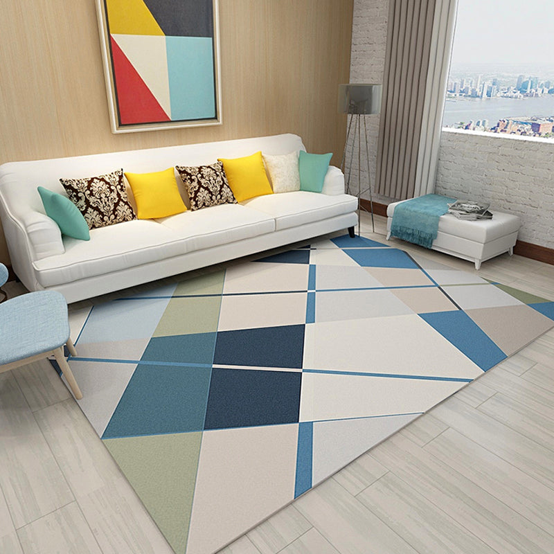 Light Color Modern Rug Polyester Carpet Geometric Lines Indoor Rug Non-Slip Backing for Living Room