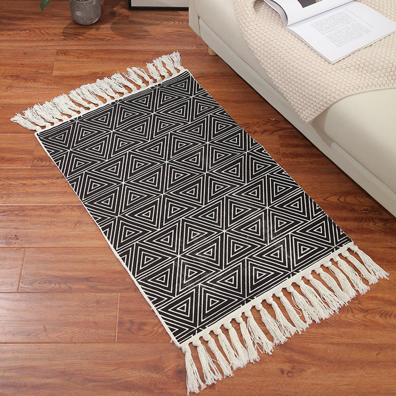 Alfombra de algodón de algodón de algodón de interior clásico americano alfombra fácil de cuidado con franja para sala de estar