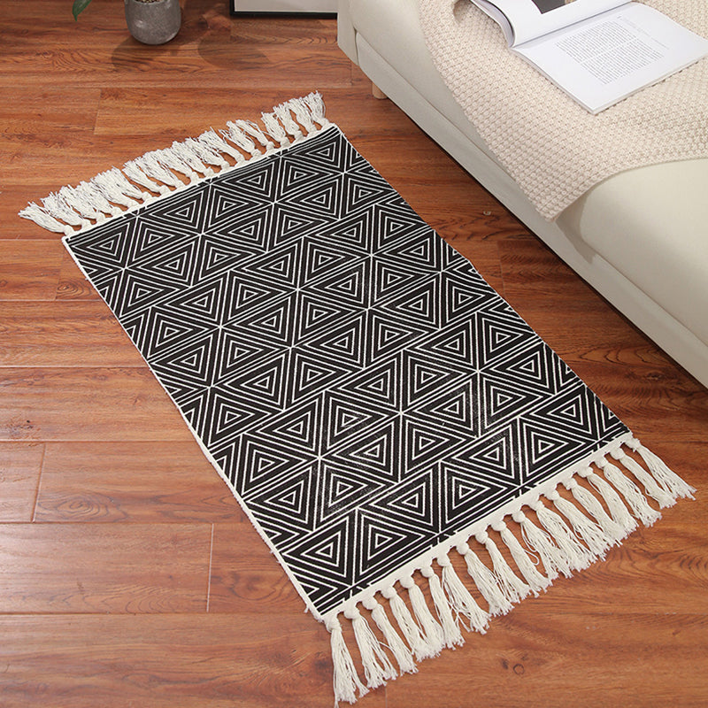 Classic Americana Indoor Rug Antique Cotton Blend Carpet Easy Care Rug with Fringe for Living Room