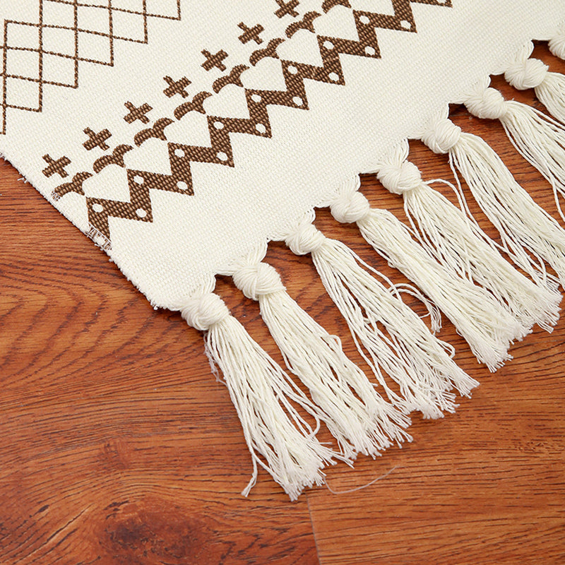 Tappeto classico tappeto di bambo di cotone antico di cotone antico con frangia per soggiorno per soggiorno