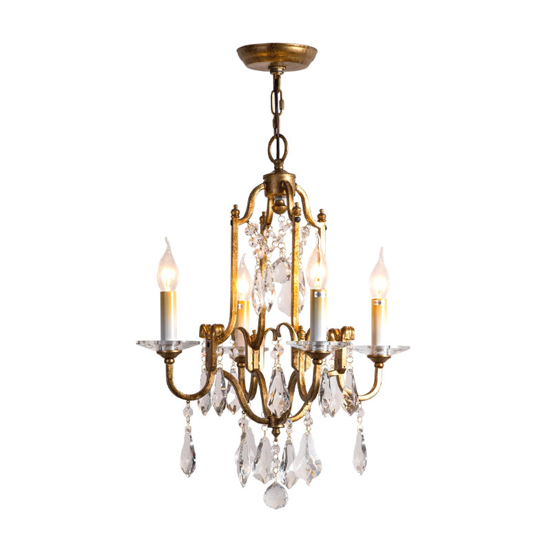 Crystal Antique Brass Chandelier Candlestick 4/6/9 Lights Traditional-Style Suspension Pendant Light