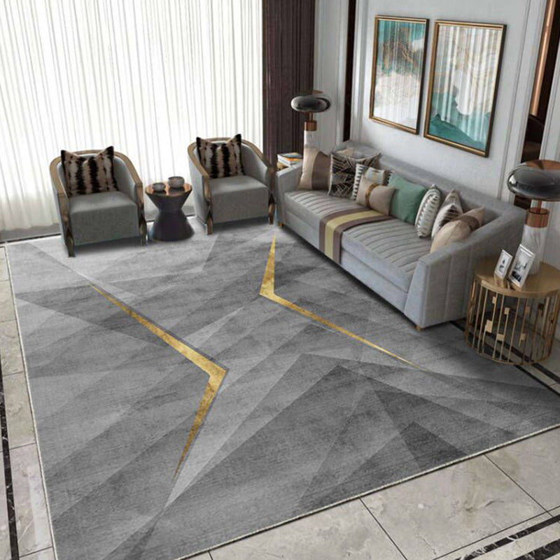 Grey Tone Nordic Indoor Rug Polyester Triangle Print Carpet Non-Slip Backing Rug for Living Room