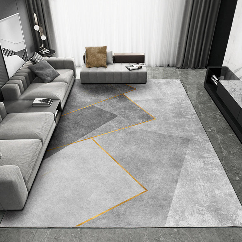 Multicolor Modern Indoor Rug Polyester Triangle Print Carpet Non-Slip Backing Rug for Living Room