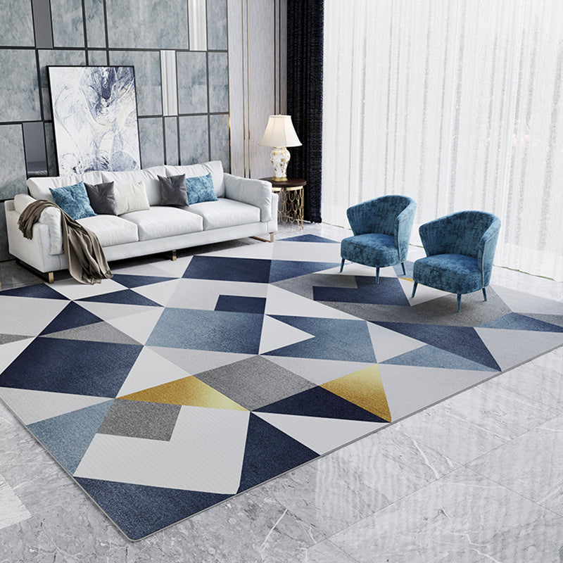 Black Tone Home Decoration Carpet Luxury Triangle Print Area Rug Polyester with Stain Resistant Rug