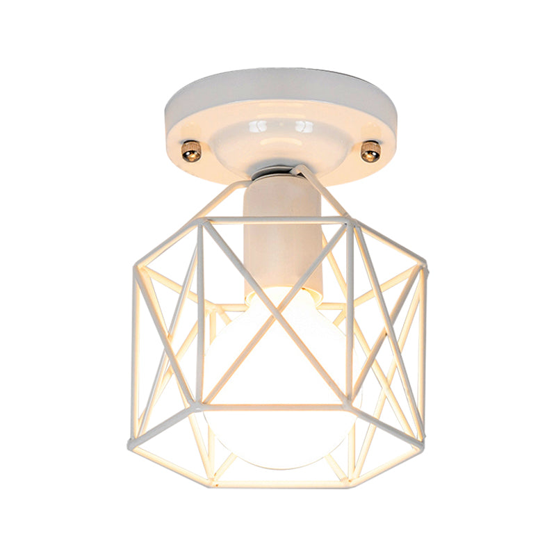 Plafonnier à cadre métallique blanc/rose/vert, minimalisme, 1 lumière, plafonnier encastré pour vestiaire