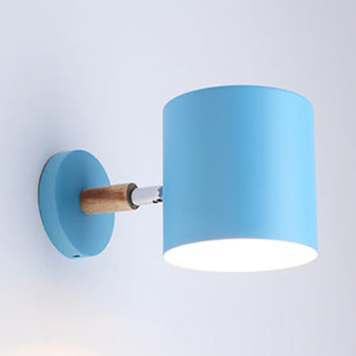 Modern Style Cylinder Wall Light Metal 1 Head Wall Lamp for Kid Bedroom Corridor