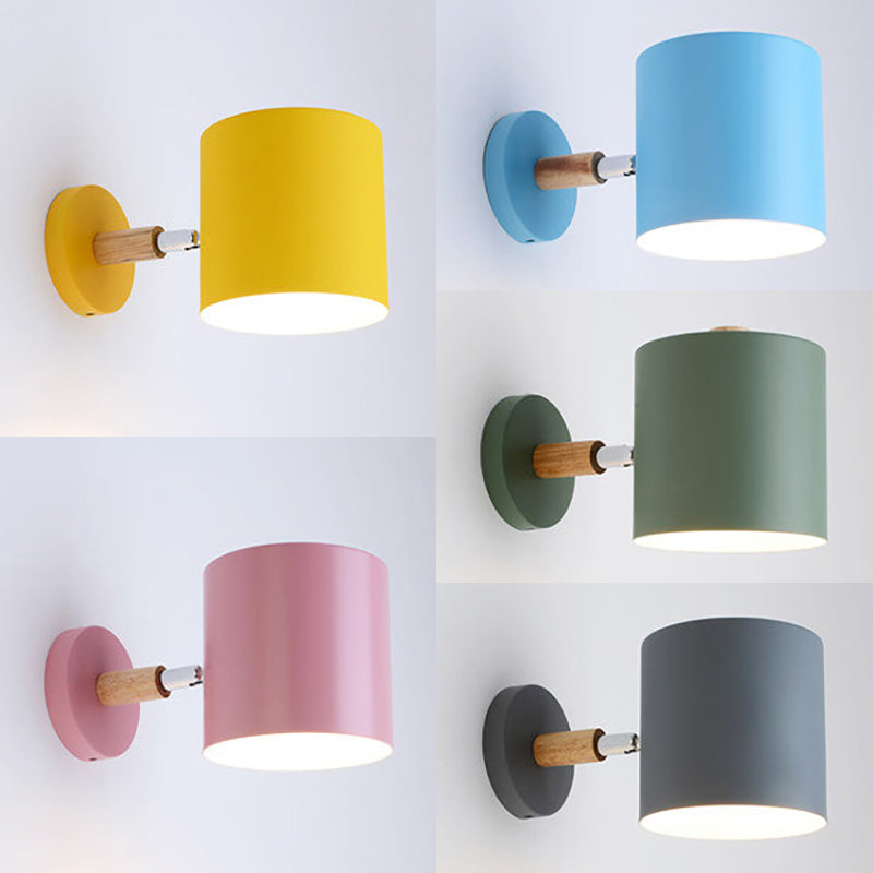Modern Style Cylinder Wall Light Metal 1 Head Wall Lamp for Kid Bedroom Corridor