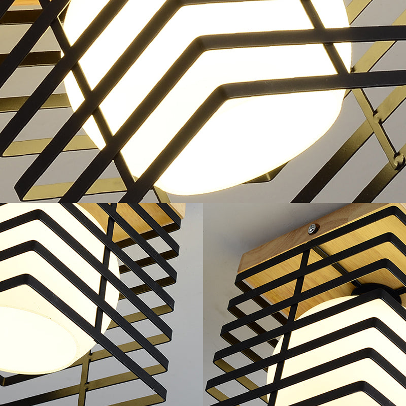 Lámpara colgante de montaje empotrado cuadrado negro/blanco, lámpara de montaje en techo de 1 luz Simple de Metal para pasillo