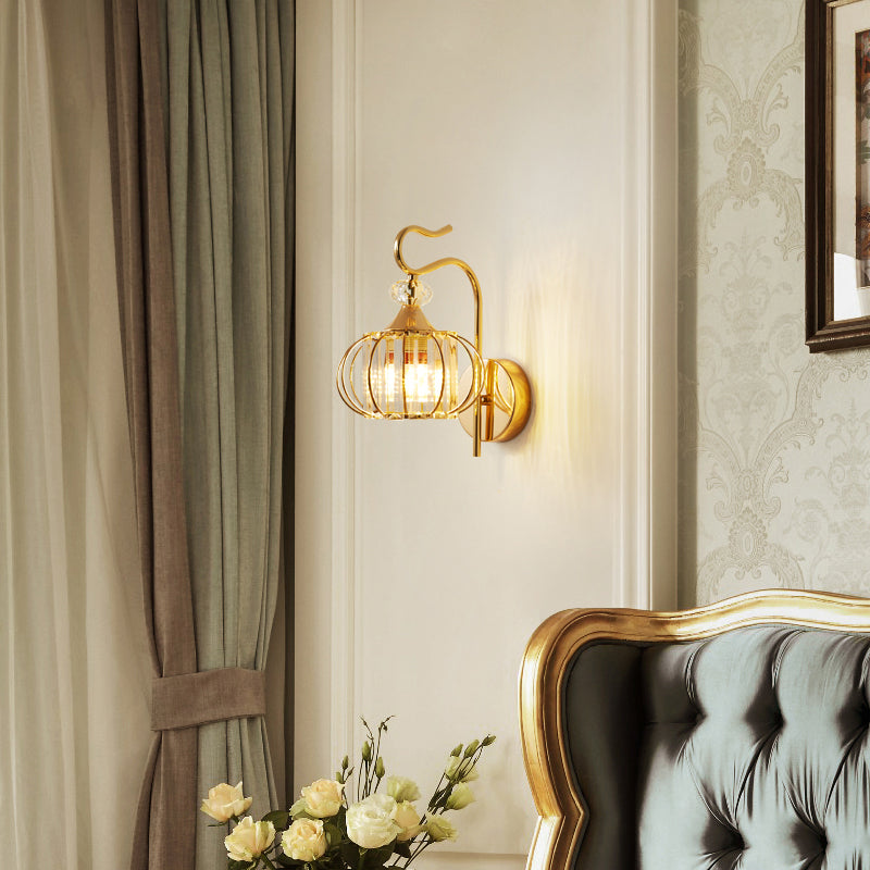 Crystal Lantern Wall Mounted Lamp Simplicity 1-Light Crystal Sconce Lighting for Living Room