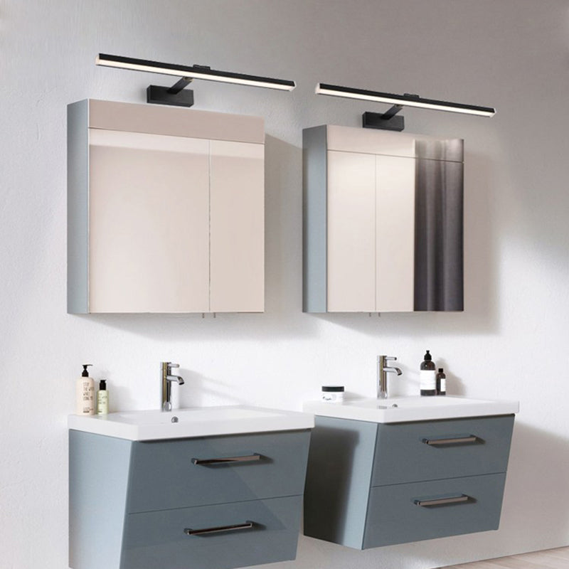 Strip Wall Mounted Light Fixture Nordic Metal LED Bathroom Wall Sconce Lighting in Black