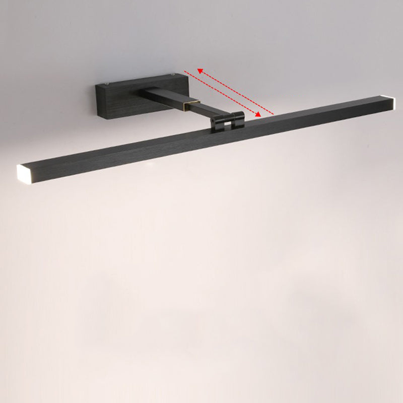 Strip Wall Mounted Light Fixture Nordic Metal LED Bathroom Wall Sconce Lighting in Black