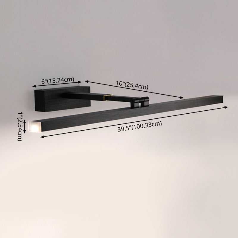 Strip Wall Mounted Light Fixture Nordic Metal LED Bathroom Wall Sconce Lighting in Black