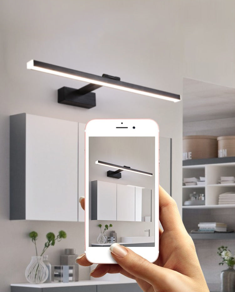 Strip Wall Mounted Light Fixture Nordic Metal LED Bathroom Wall Sconce Lighting in Black