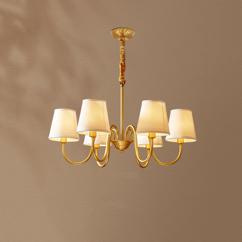 Cone Chandelier Light Fixture Traditional Fabric Shade Pendant Lighting for Restaurant
