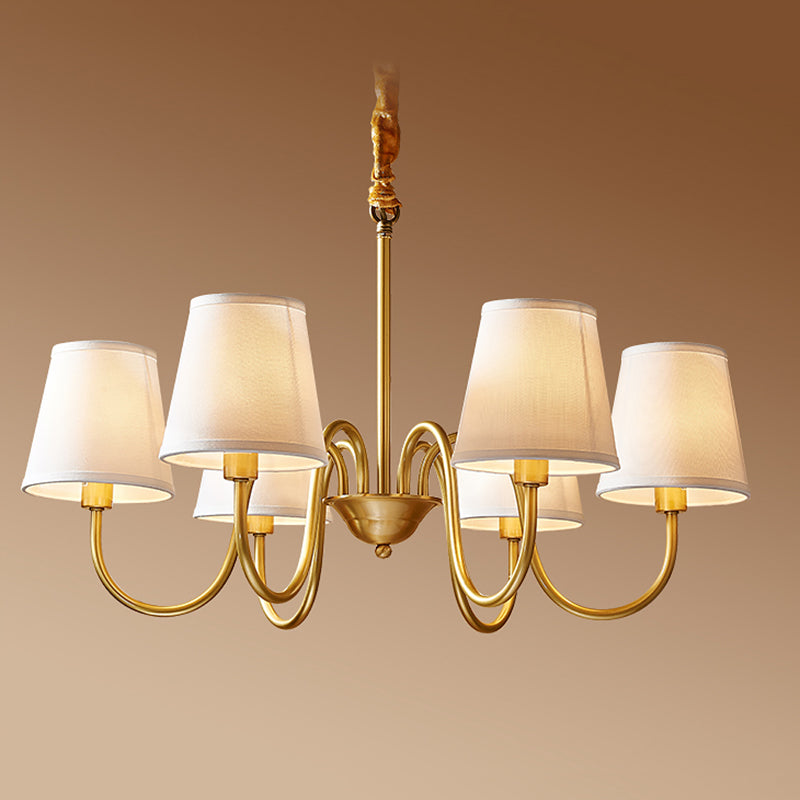 Cone Chandelier Light Fixture Traditional Fabric Shade Pendant Lighting for Restaurant