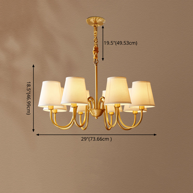 Cone Chandelier Light Fixture Traditional Fabric Shade Pendant Lighting for Restaurant