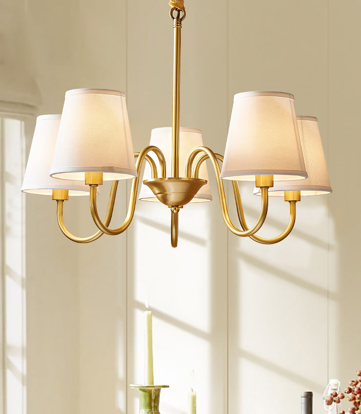 Cone Chandelier Light Fixture Traditional Fabric Shade Pendant Lighting for Restaurant