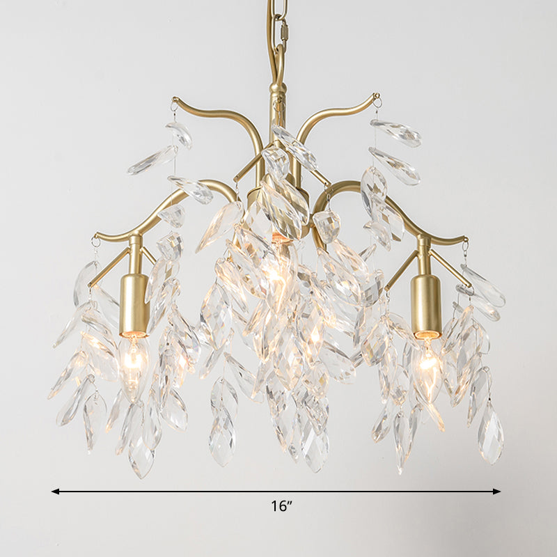 Pendre Crystal Curvy Curvy Chandelier Rural 4/7/9 Lumières salon suspendu plafonnier en laiton