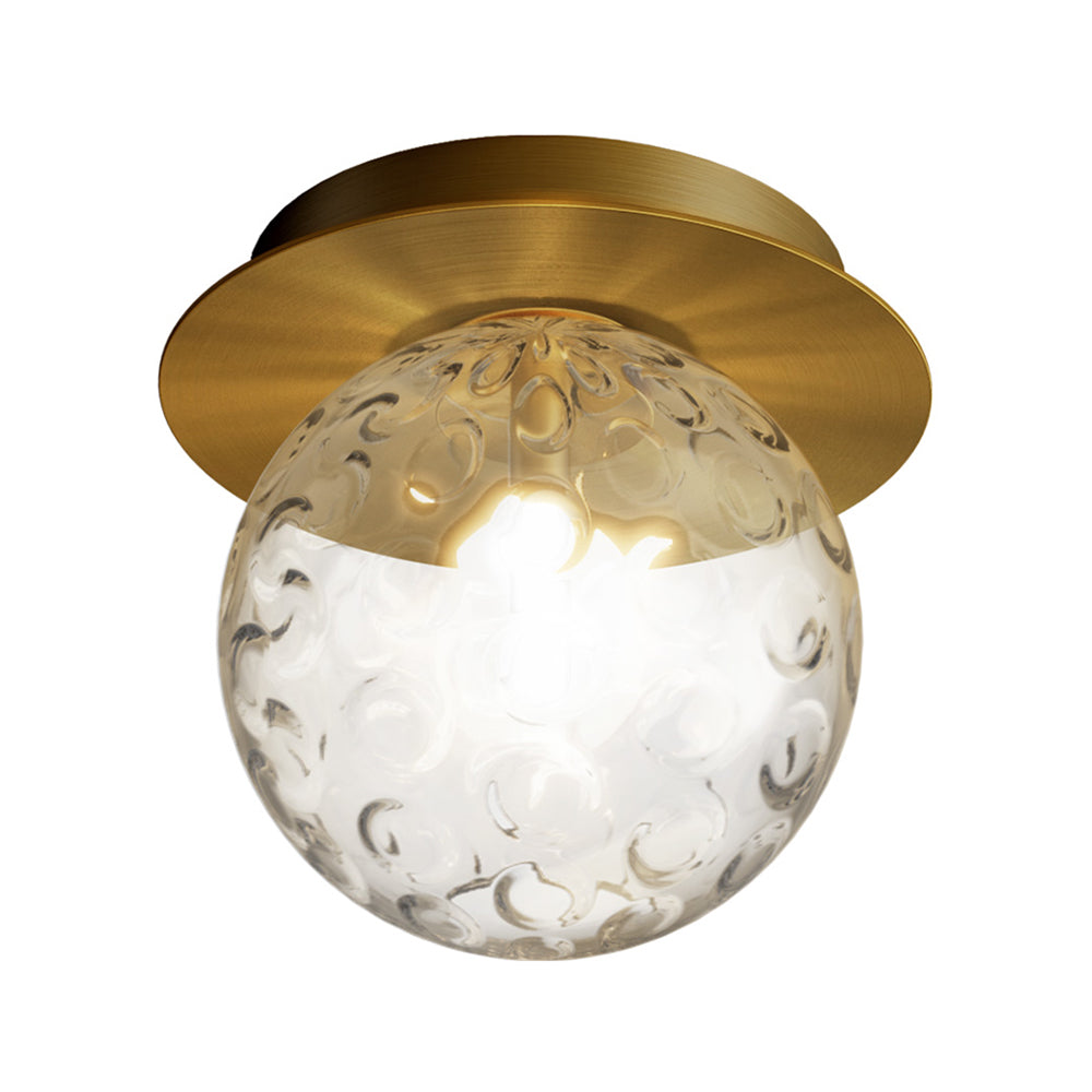 Water Glass Globe Flush Pendant Light Modern 1 Bulb Indoor Ceiling Light Flush Mount in Clear