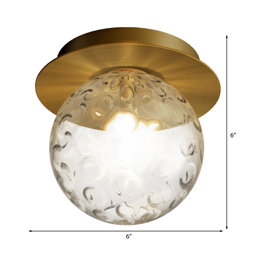 Water Glass Globe Flush Pendant Light Modern 1 Bulb Indoor Ceiling Light Flush Mount in Clear