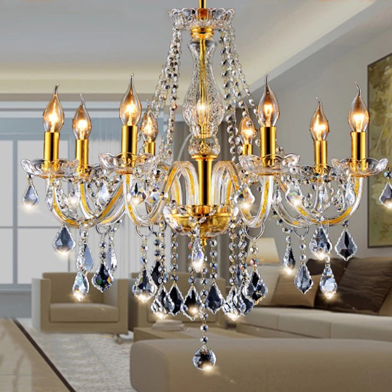 Lámpara de araña de velas iluminación de vidrio tradicional iluminación para restaurante