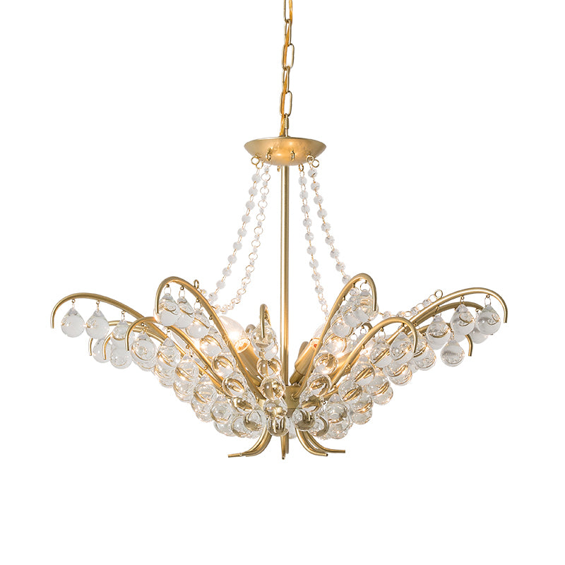 Chandelier de plafond de bougie traditionnelle 6 lumières LAMPE SUSPENSION CRISTAL CRISTAL EN GOL pour le salon