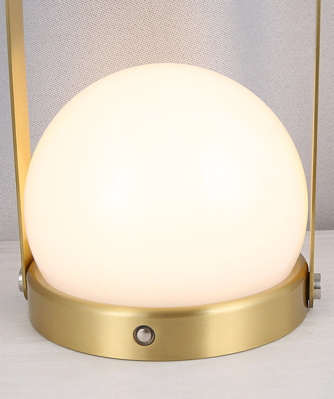 Globe White Glass Table Light Minimalist 1-Light Nightstand Lamp with Handle