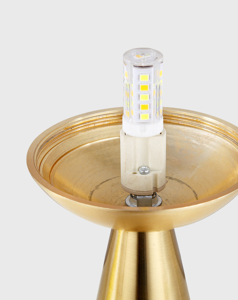 Conical Table Lamp Postmodern 1-Light Metal Night Light with Ball White Glass Shade