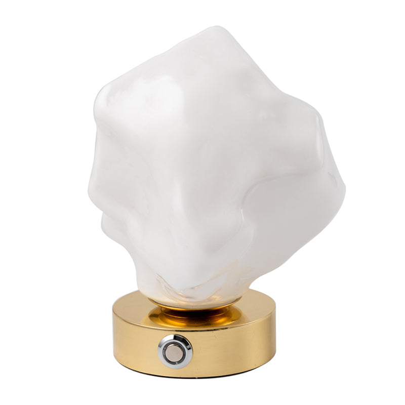 Lámpara de mesa de oro de 1 luces de color nocturna de vidrio en forma de piedra
